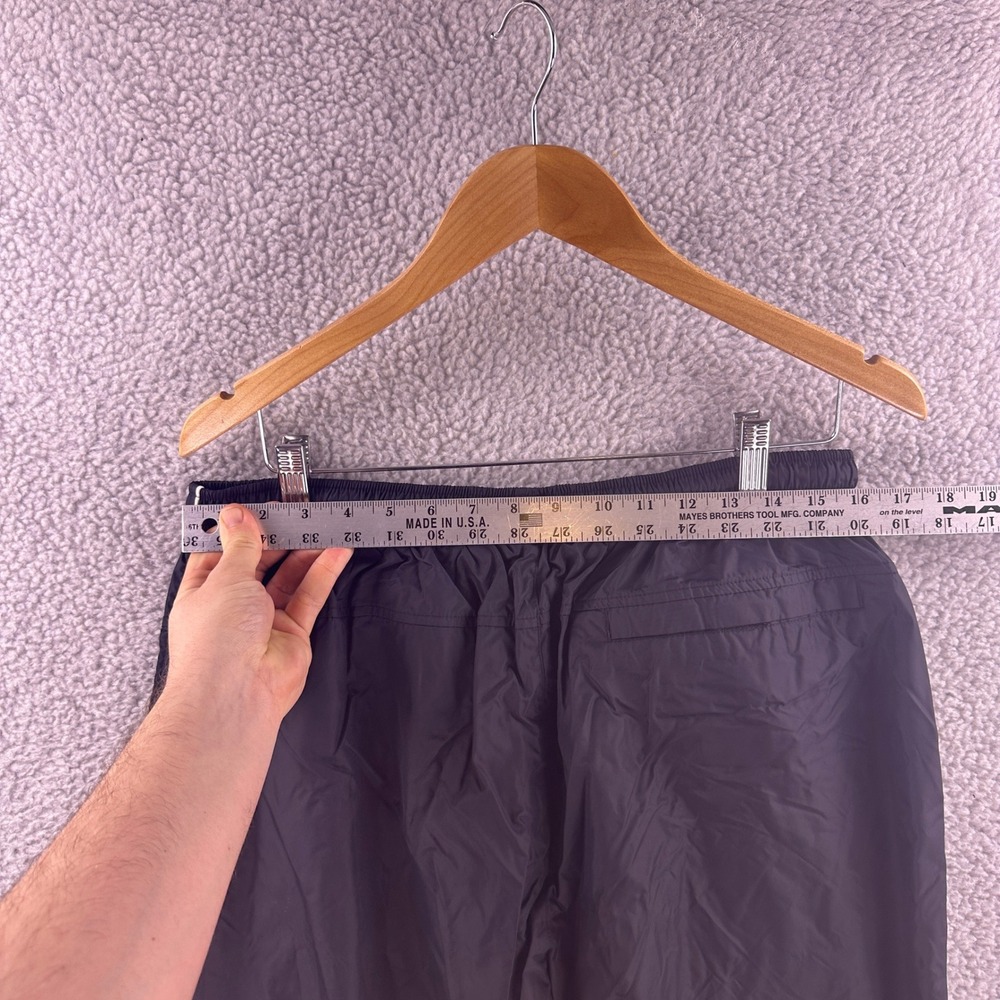 Vintage Nike Mens XL Black Nylon Track Pants White Piping Baggy Y2K - Picture 4 of 7